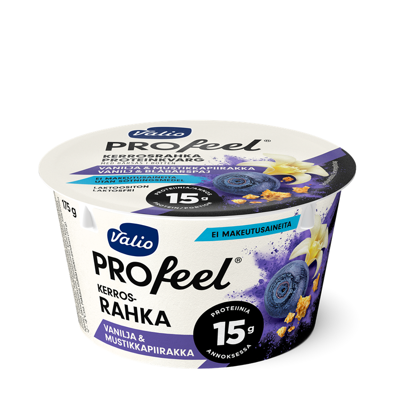 Valio PROfeel® kerrosrahka 175 g vanilja & mustikkapiirakka laktoositon