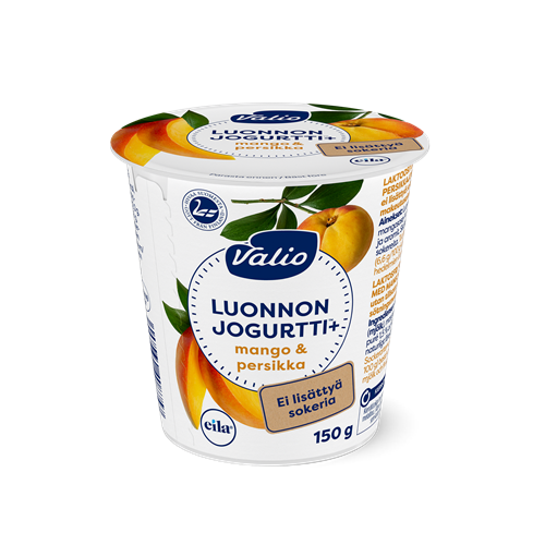 Valio Luonnonjogurtti+™ mango & persikka 150 g ei lisättyä sokeria, laktoositon