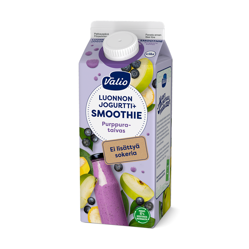 Valio Luonnonjogurtti+™ smoothie 0,75 l purppurataivas ei lisättyä sokeria, laktoositon