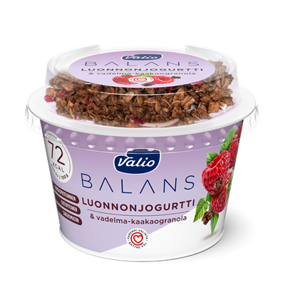 Valio Balans luonnonjogurtti ja vadelma-kaakaogranola 200 g laktoositon