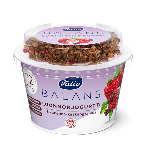 Valio Balans luonnonjogurtti ja vadelma-kaakaogranola 200 g laktoositon