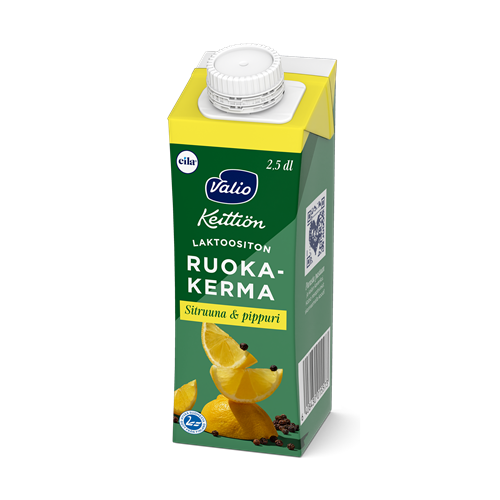 Valio Keittiön ruokakerma 2,5 dl sitruuna ja pippuri UHT laktoositon