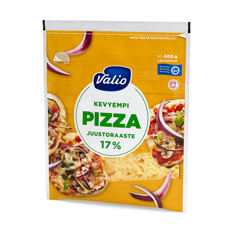 Valio kevyempi pizzajuusto 17 % e400 g raaste