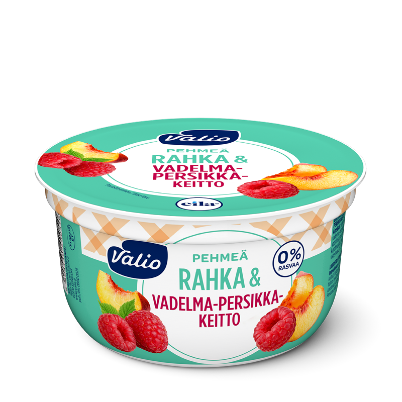 Valio pehmeä rahka & vadelma-persikkakeitto 150 g laktoositon