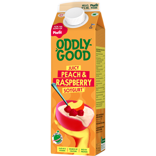 Oddlygood® Soygurt 1 kg persika & hallon